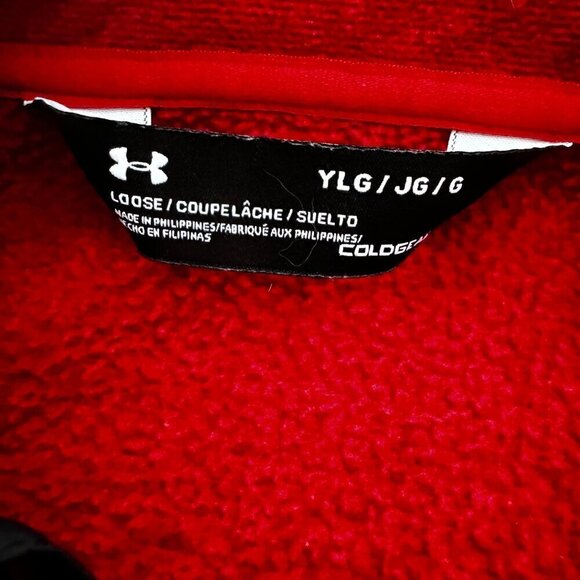 UNDER ARMOUR Boys 1/4 Zip Quarter Red Fleece Jacket Sweatshirt Pullover Youth L - Picture 2 of 5